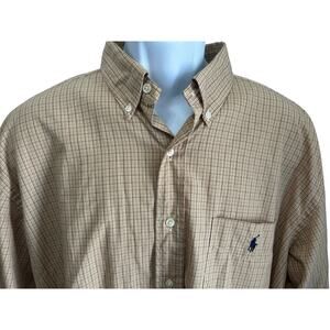 Ralph Lauren Dress Shirt Yarmouth Brown Plaid Vintage Size 17 34/35